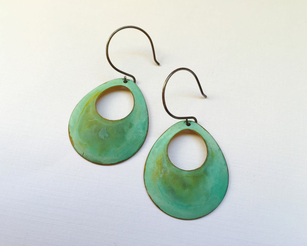 Verdigris Open Circle Earrings