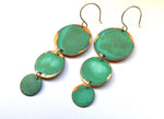 Three Circle Verdigris Drop Earrings